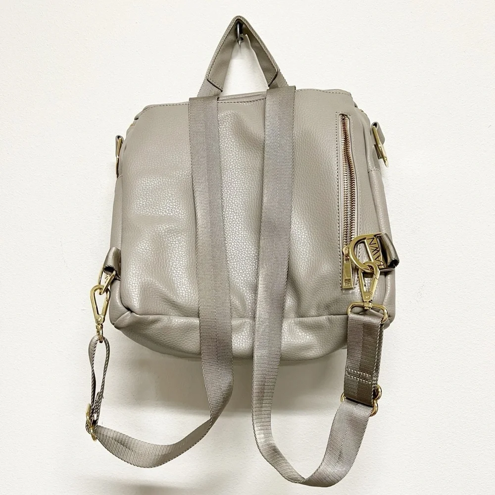 Fawn Design Gray Vegan Leather The Original 12 Pocket Diaper Bag Backpack